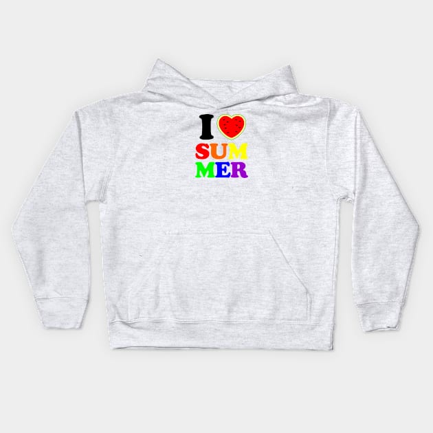 i heart summer watermelon rainbow Kids Hoodie by Typography Dose